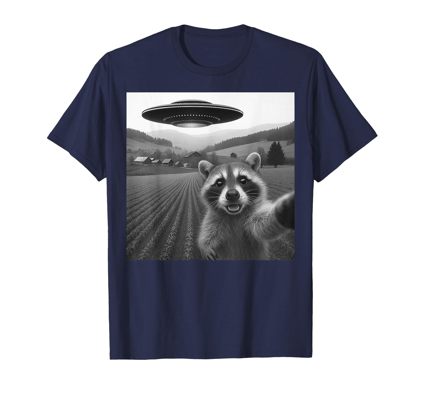 Raccoon Selfie with Alien UFO Funny Gifts for Men Women Kid T-Shirt