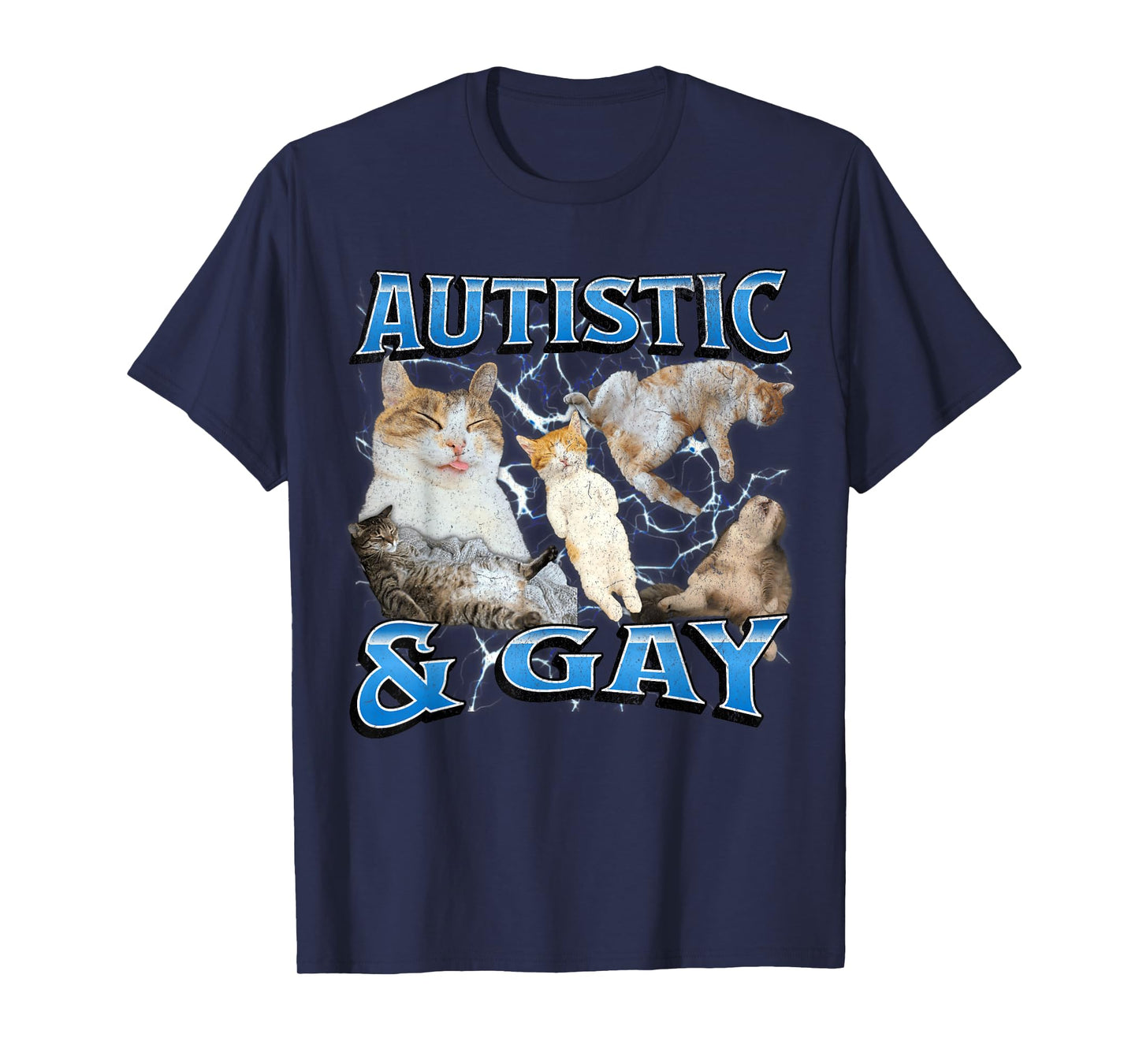 Autistic and Gay Funny Cat Meme Bootleg Graphic T-Shirt