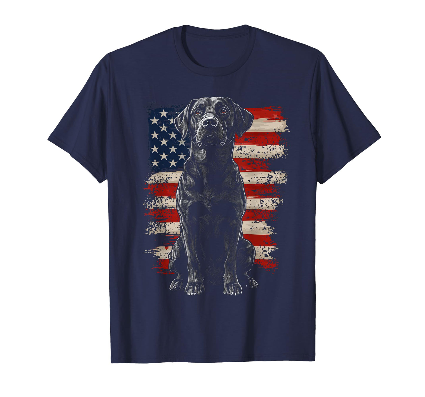 Patriotic Labrador American Flag 4th Of July Black Lab Dog Men Women Kids T-Shirt