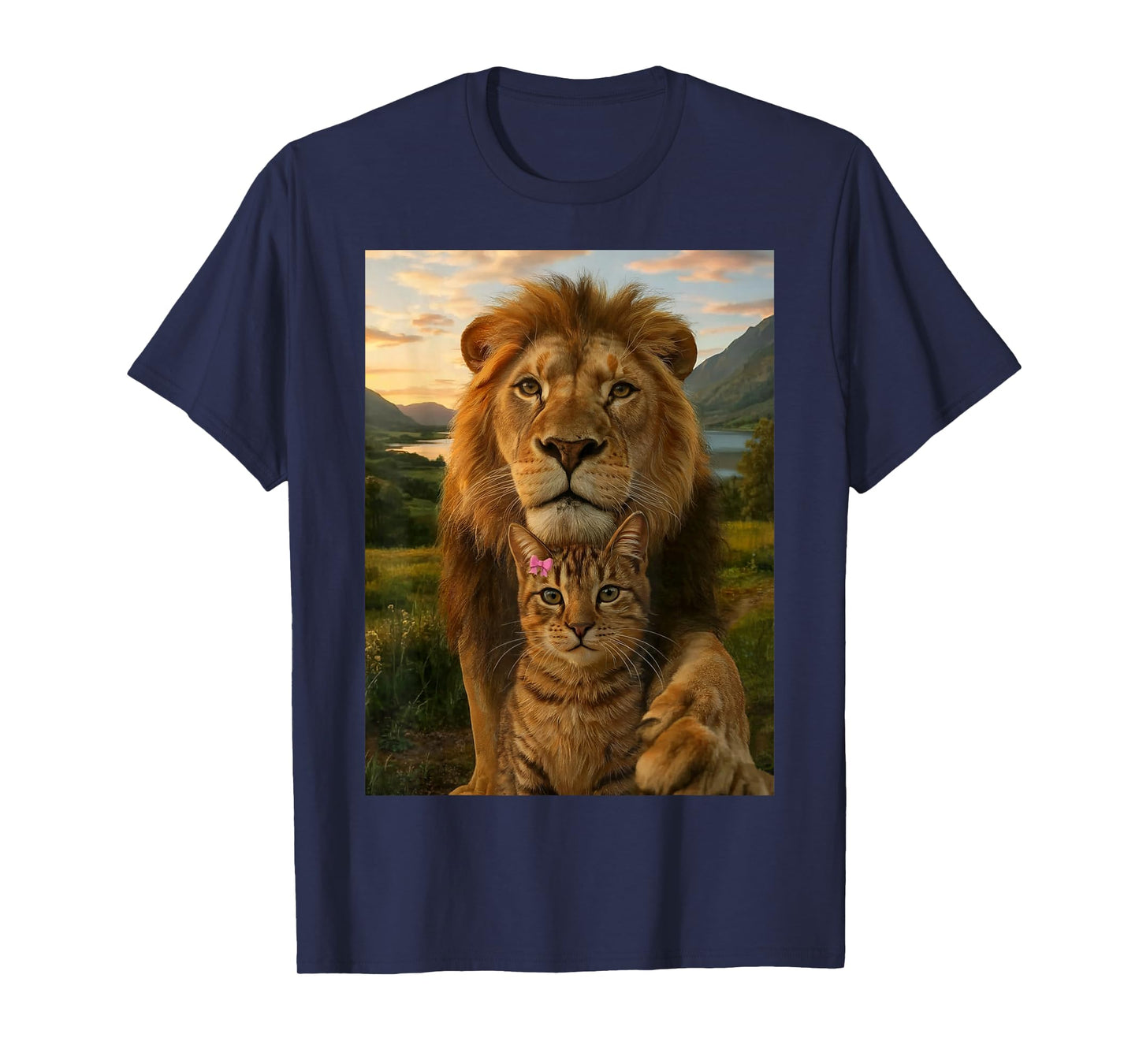 Funny Cat Selfie with Lion T-Shirt