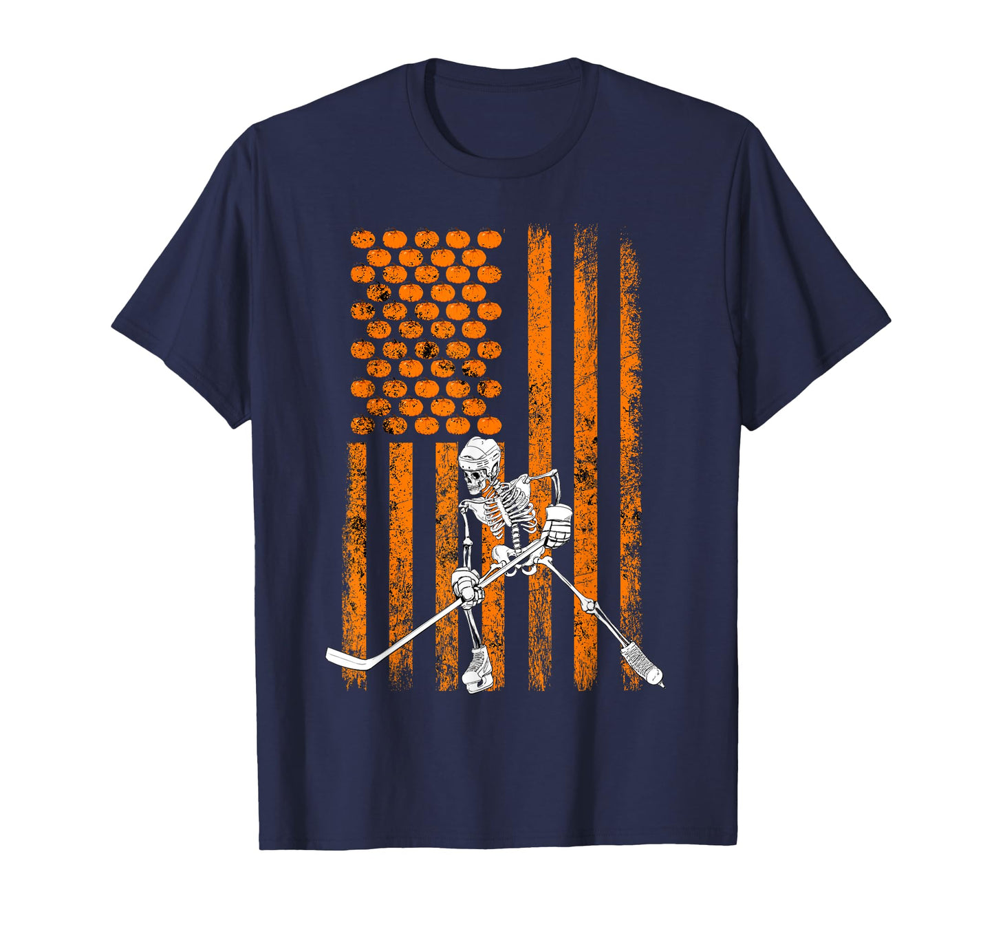 Ice Hockey Player Fan Gift Skeleton Halloween Shirt Men Boys T-Shirt