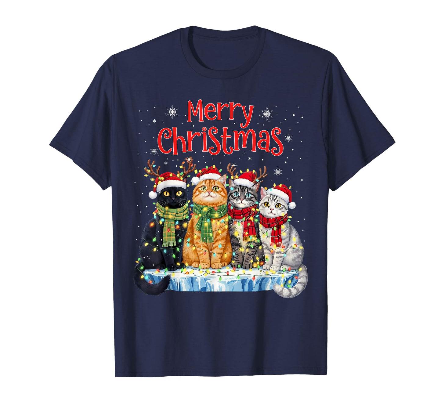 Cute Christmas Cats Funny Xmas Holiday Kitten Lover Graphic T-Shirt