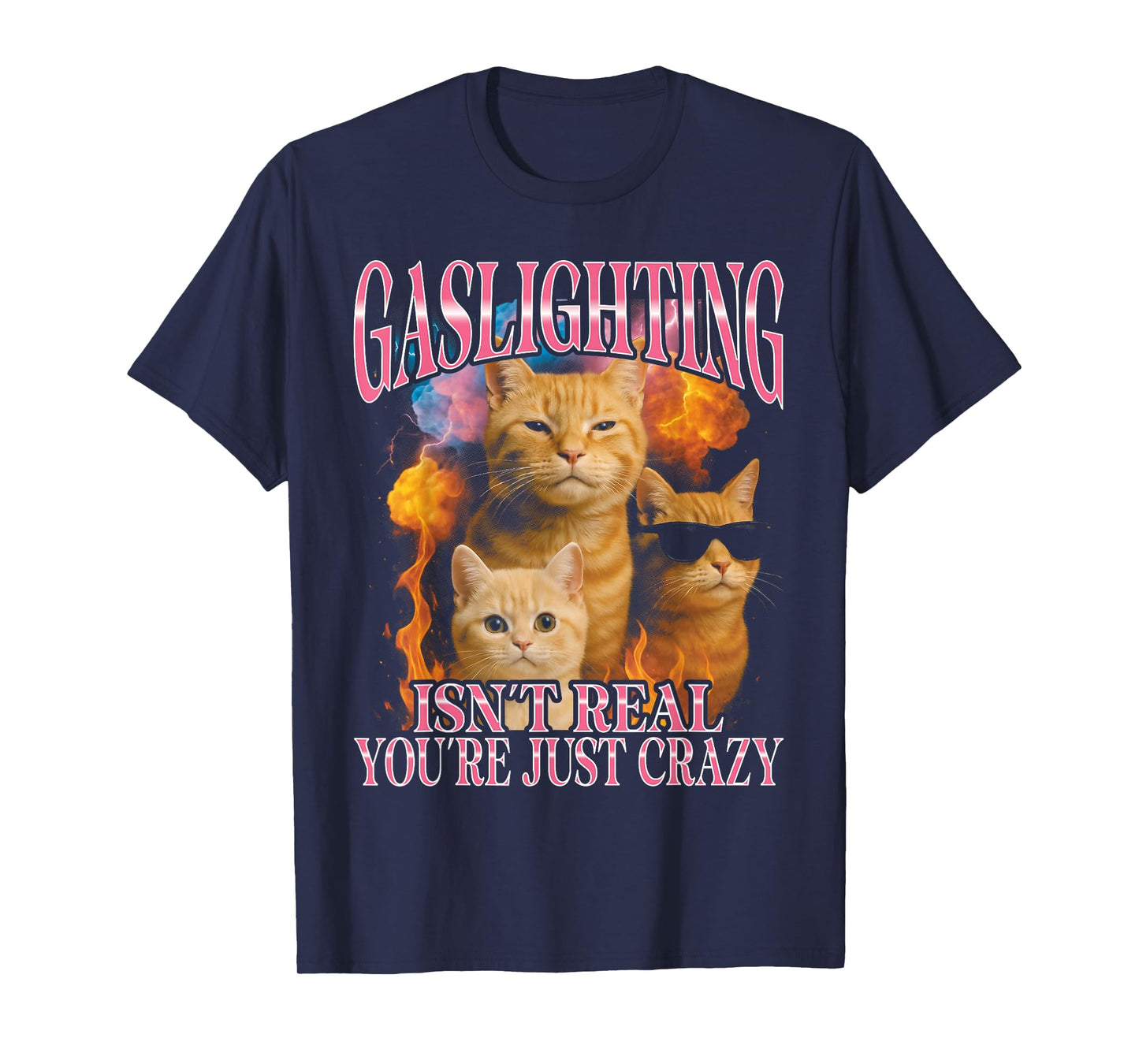 Gaslighting Isn't Real You're Just Crazy Funny Cat T-Shirt
