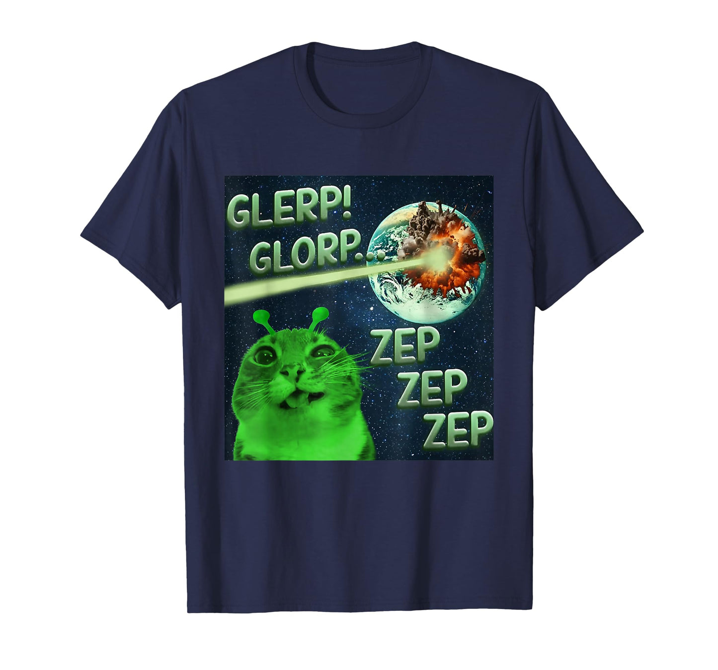 Glerp Glorp Funny Alien Cat Gen Z Alpha Kitten Meme T-Shirt