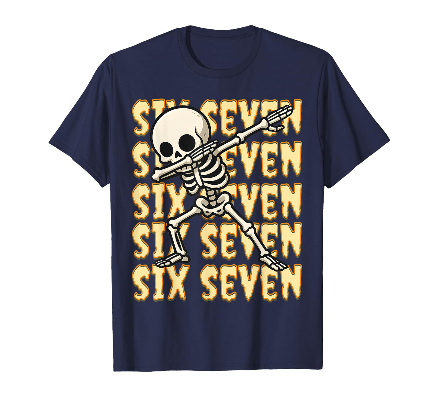 67 Halloween Funny Six Seven Meme Brainrot Skeleto Kids Boys T-Shirt