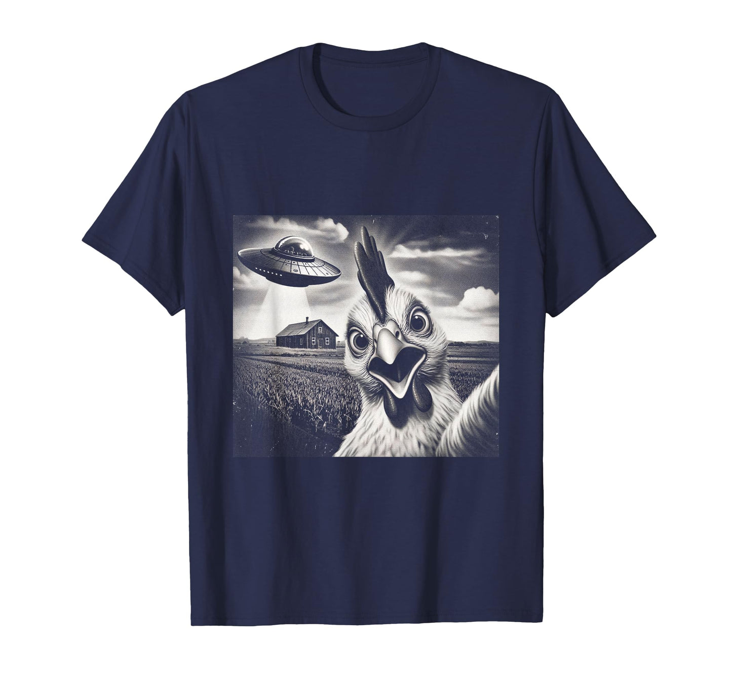 Alien Chicken Selfie with UFO T-Shirt