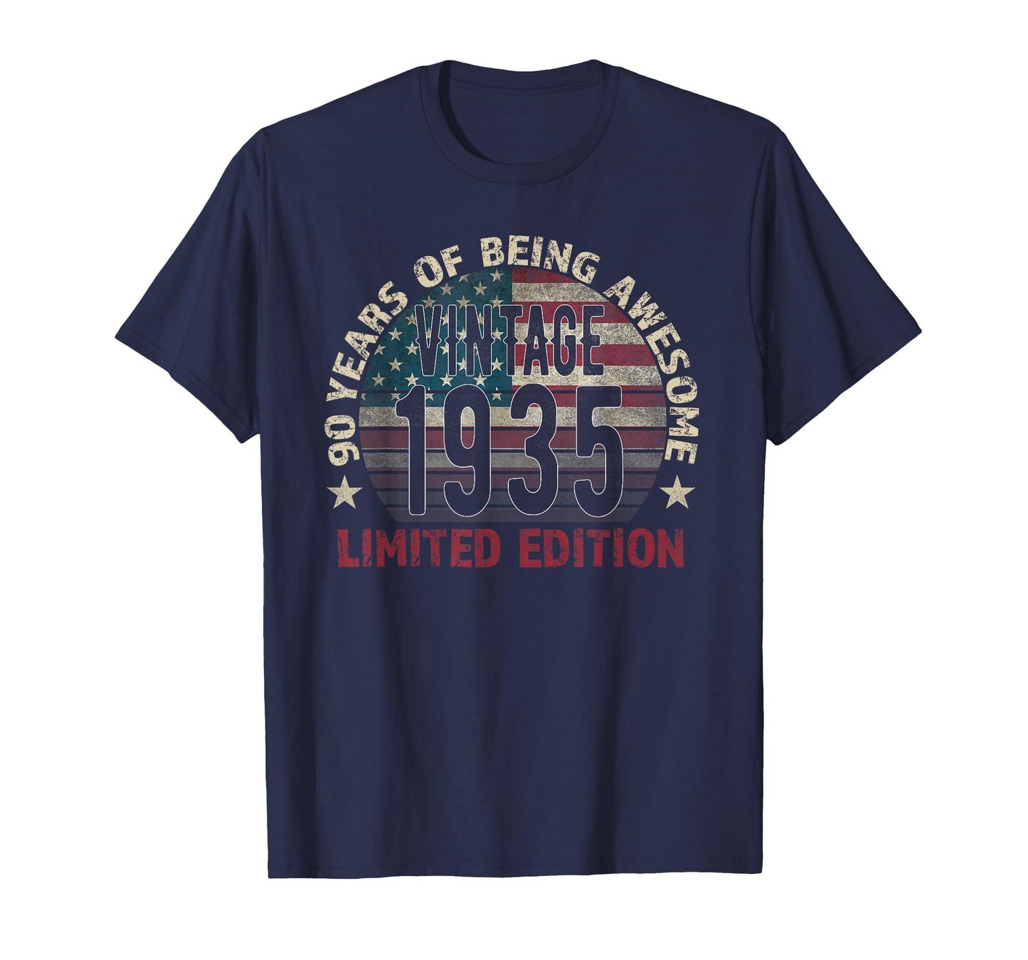 90th Birthday Gift Men Vintage Born 1935 Turning 90 Year Old T-Shirt