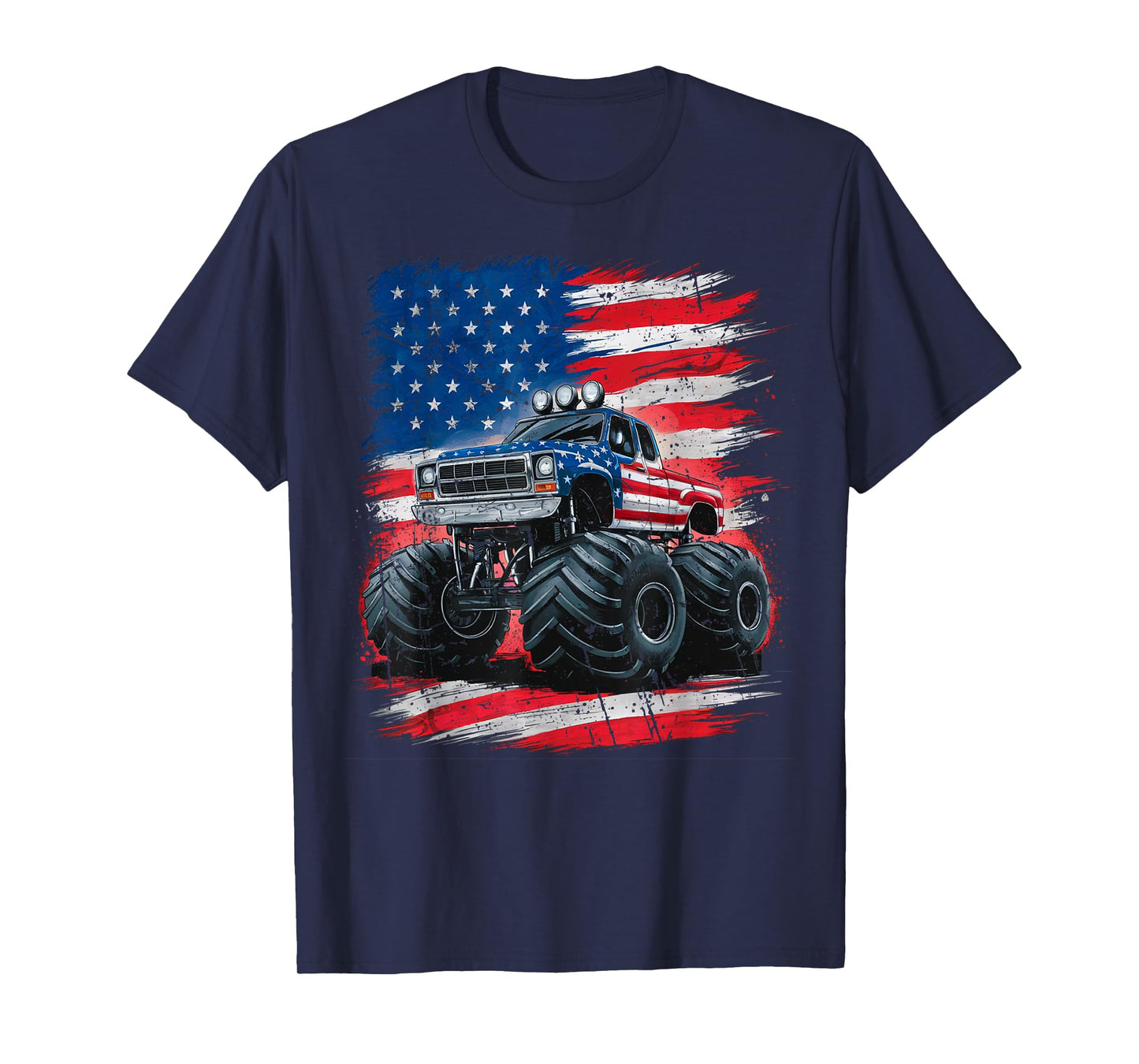 Monster Truck USA Flag American T-Shirt
