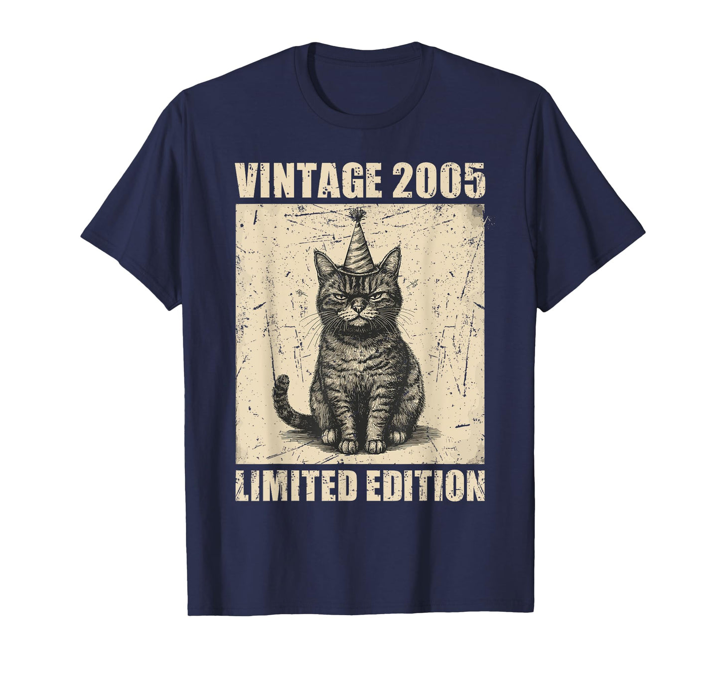 Vintage Cat 2005 Funny 20 Years Old Birthday Limited Edition T-Shirt for Men Women Kids
