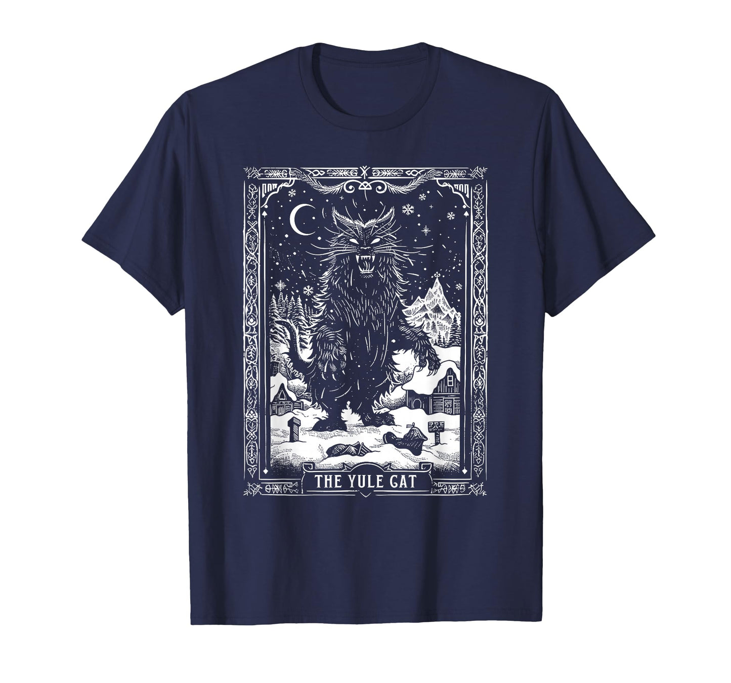 Vintage Retro The Yule Cat Tarot Card Dark Christmas Holiday T-Shirt