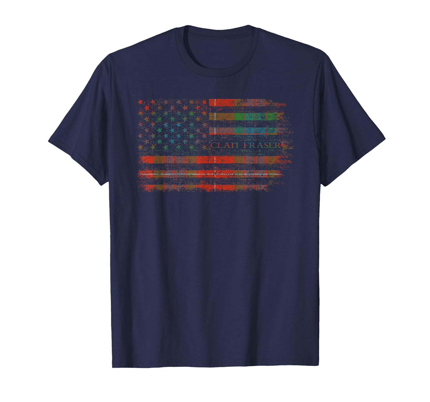 Clan Fraser Scottish tartan US flag kilt Scotland T-Shirt