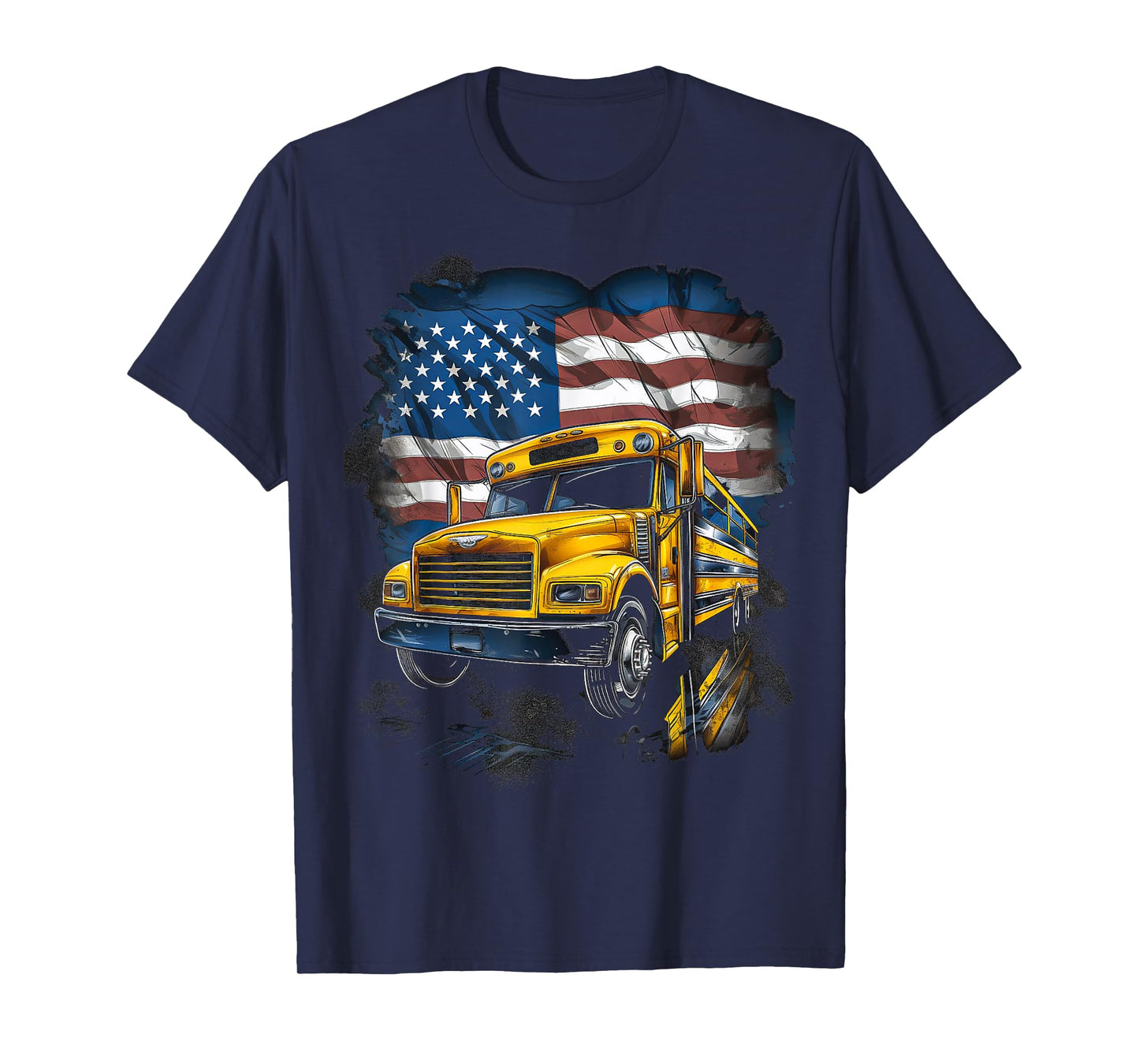 School Bus Driver Usa American Flag Funny Bus Driver T-Shirt