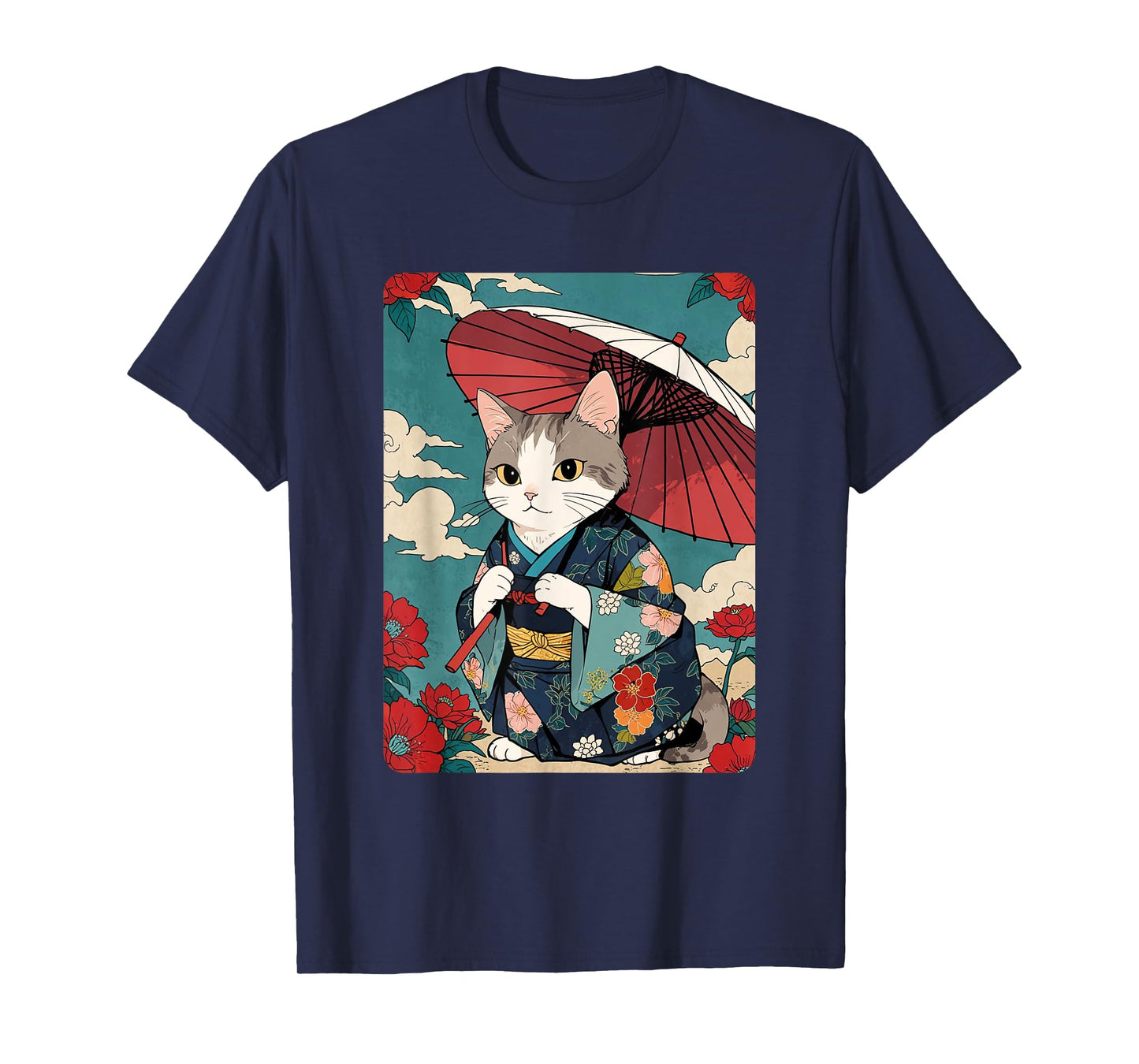 Cute Geisha Cat Japanese Cat Retro Neko Vintage Art Ukiyo-e Men Women Girls Kids T-Shirt