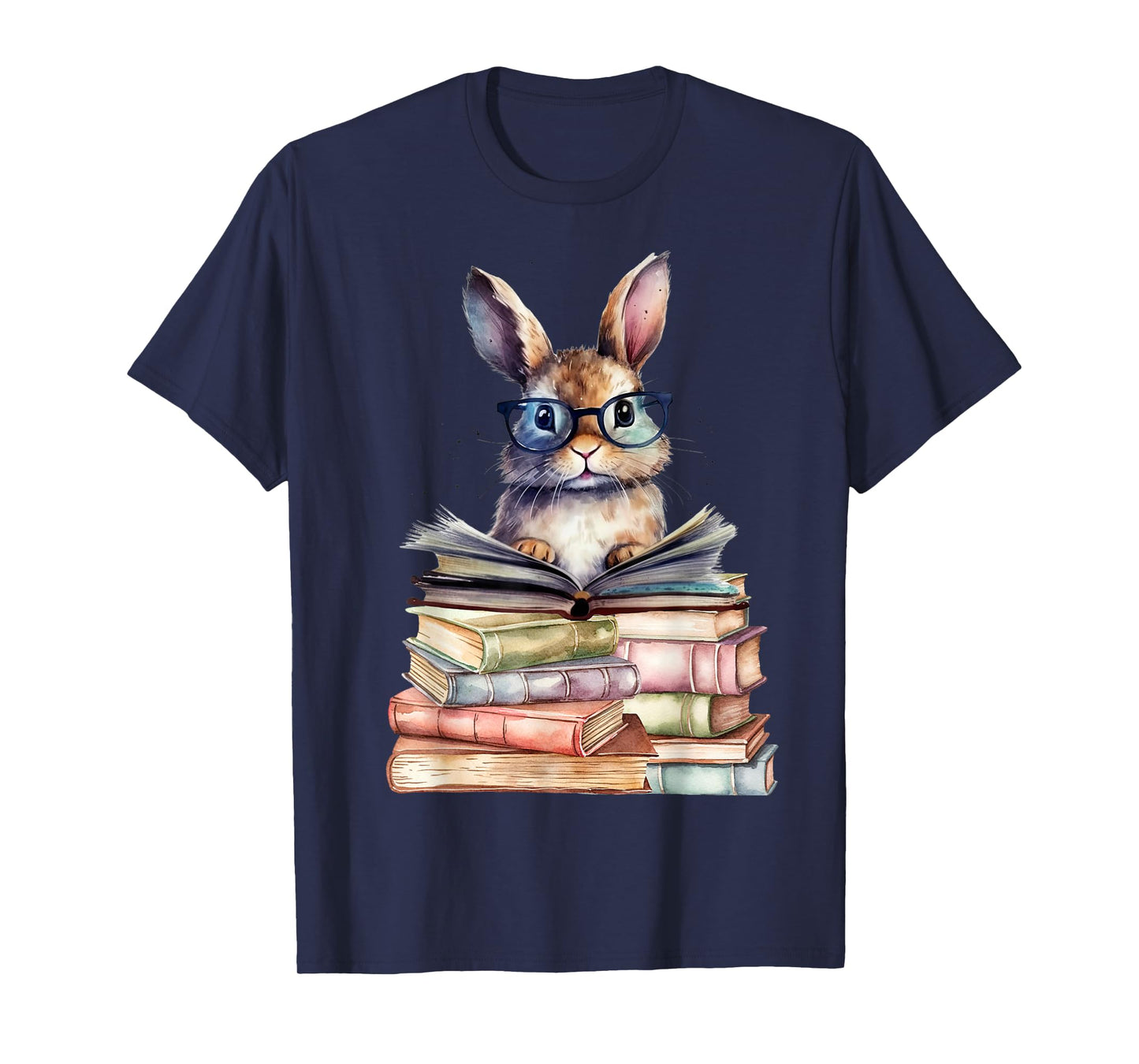 Cute Reading Bunny with Glasses Books Bookworm Reader Book T-Shirt