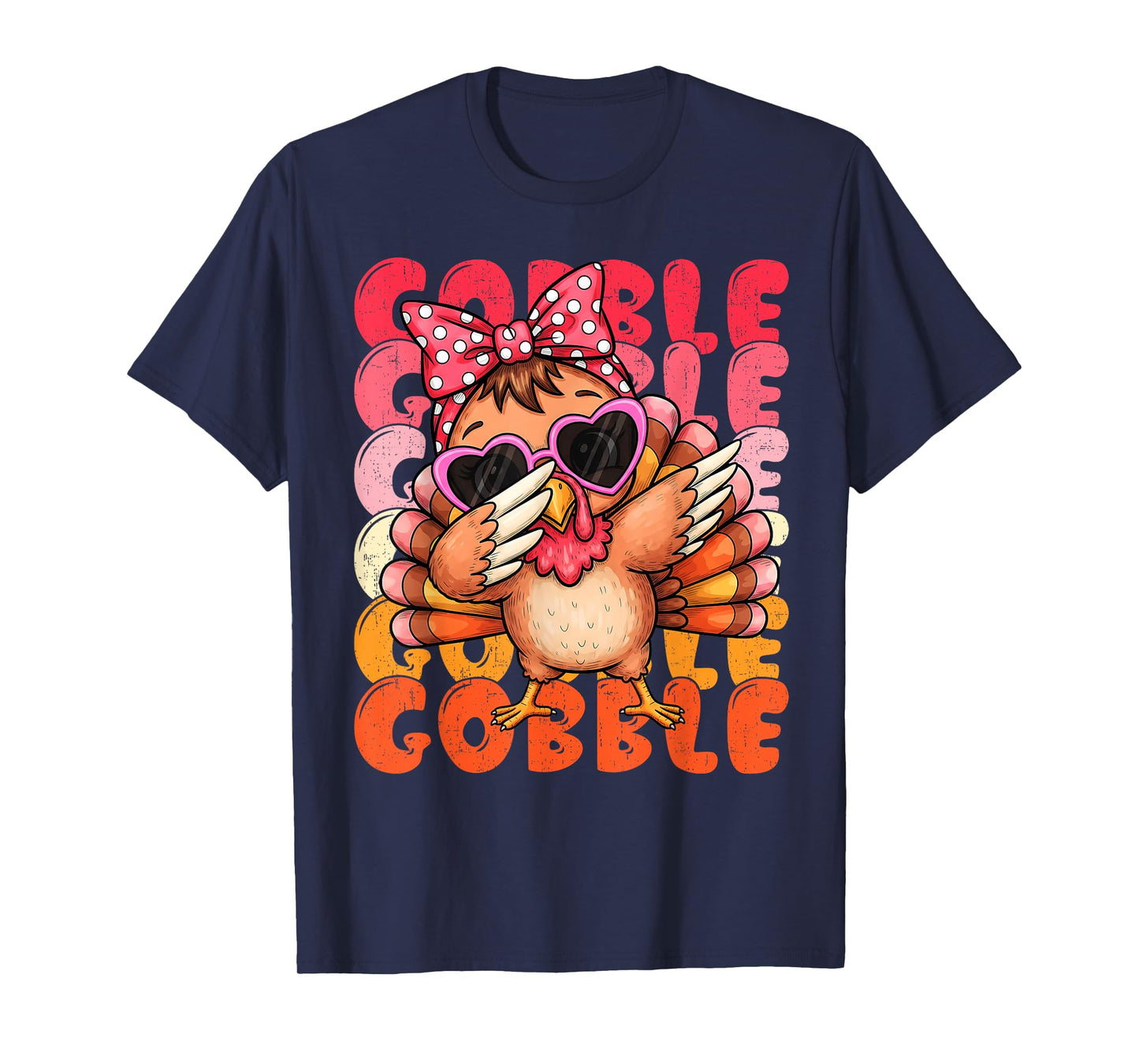 Cute Girls Thanksgiving Shirt Turkey Dabbing Women Kids T-Shirt