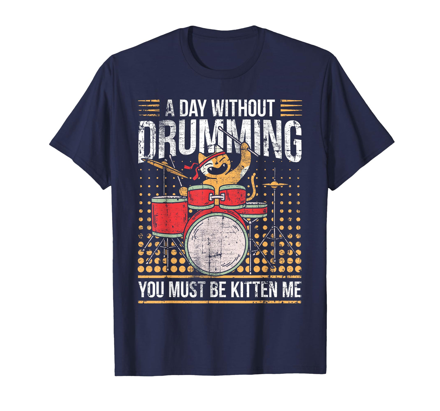 Drumming Cat Drummer Kitten Drum Set T-Shirt