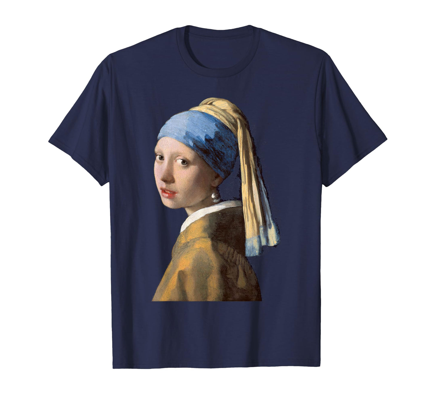 Masterpieces Of Art Girl with a Pearl Earring Art Print T-Shirt, Girls' Big Kid, Unisex, Black, Small, Short Sleeve, Classic Fit