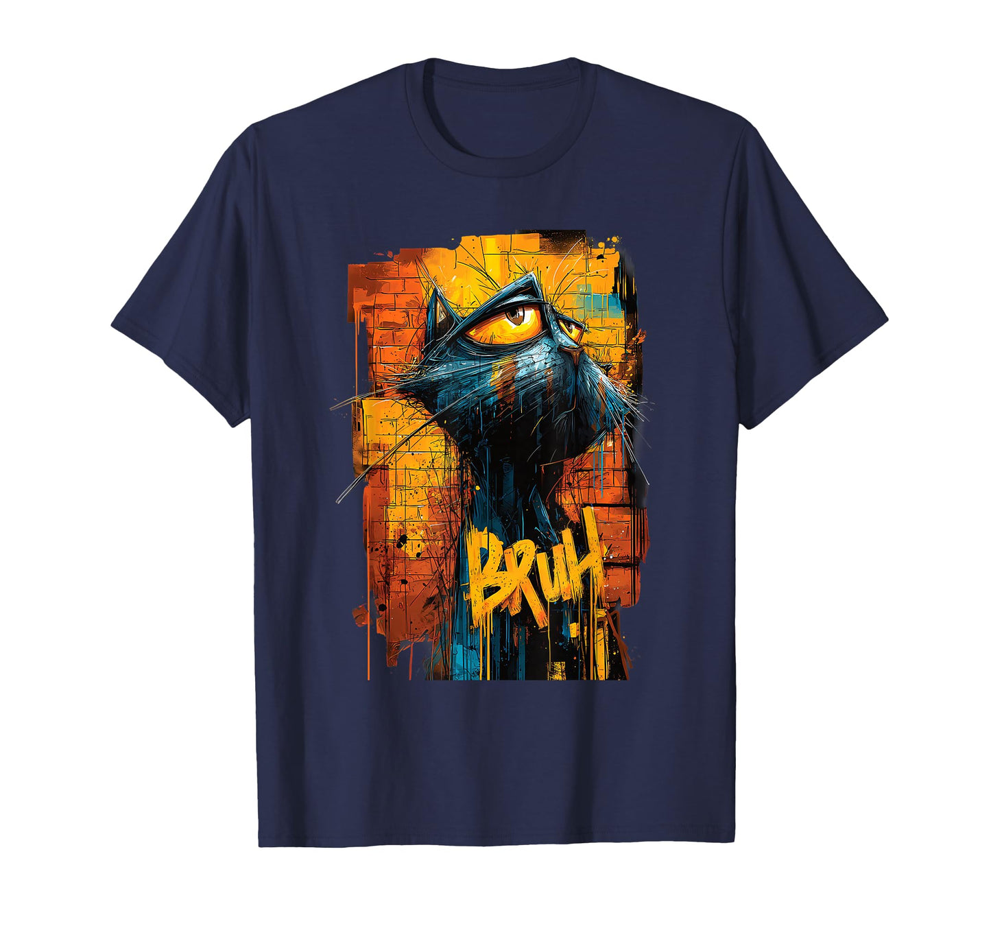 Weary Cat Bruh Graffiti Funny Boys Women Teens Kids Graphic T-Shirt