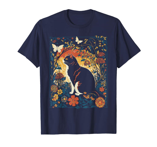 Cottagecore Aesthetic Cat And Garden Cat Lover Women T-Shirt