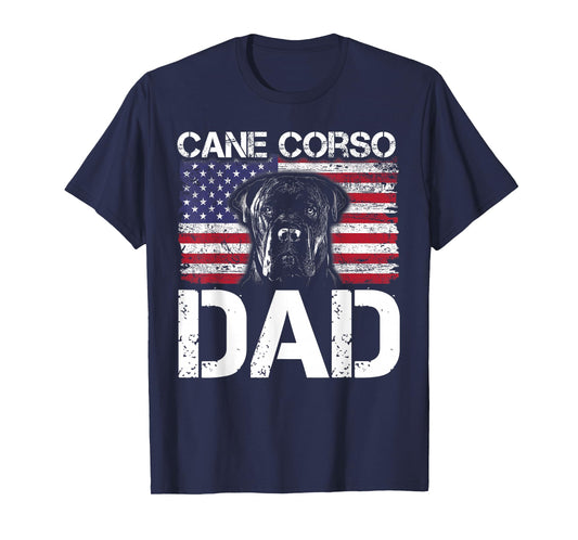 Vintage USA Cane Corso Dad Dog American Flag T-Shirt