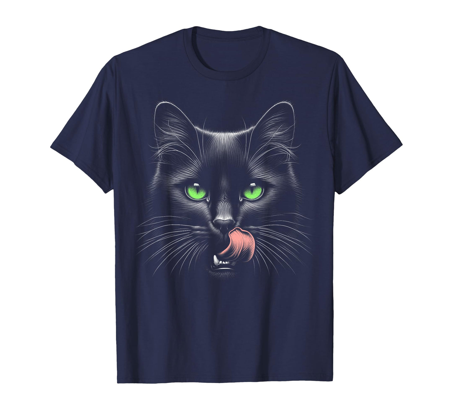 Cool Black Cat with Green Eyes T-Shirt