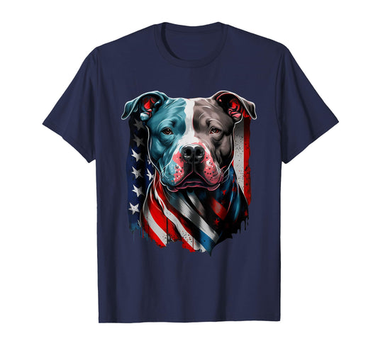 American Pitbull Terrier USA Flag Patriotic Dog T-Shirt