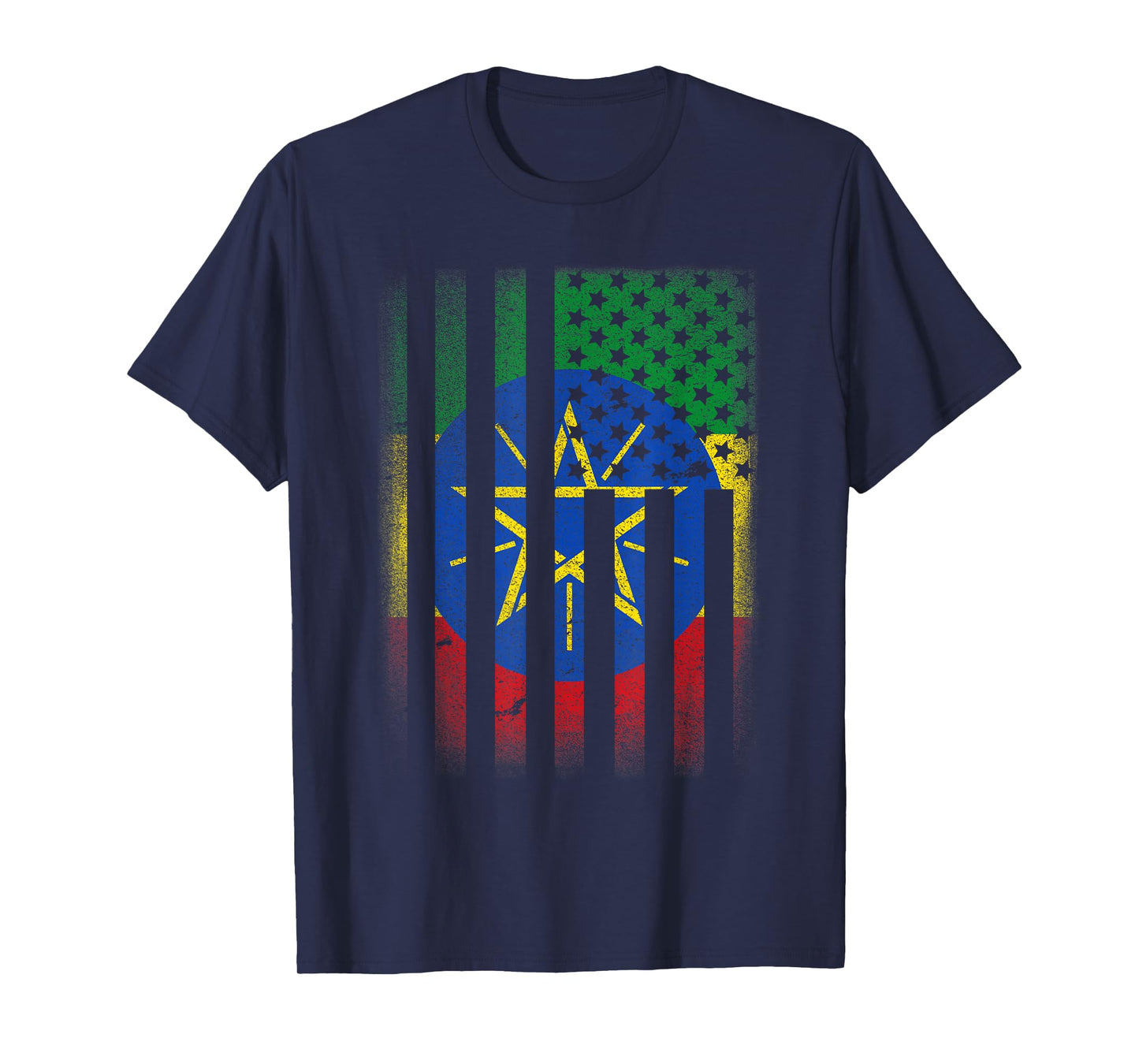 Ethiopian American Flag Ethiopia Usa America Pride Gift T-Shirt