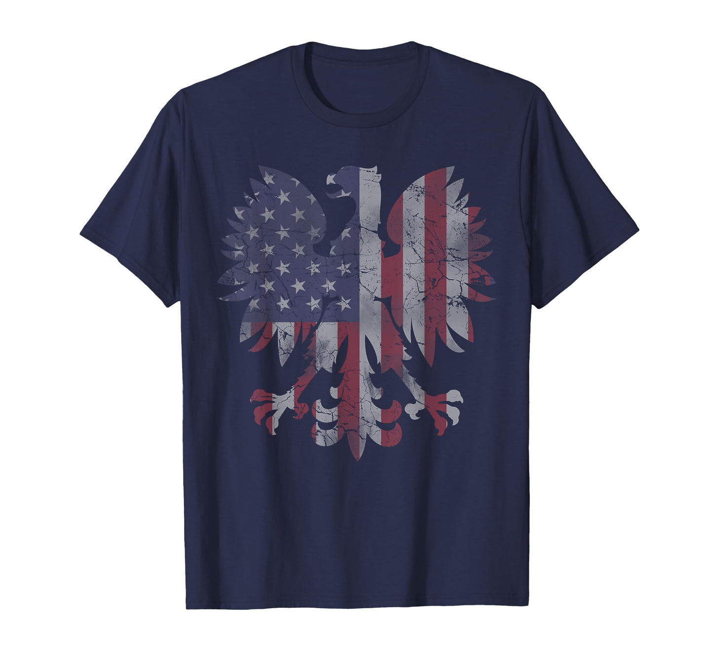 Retro Fade Polish American Flag Eagle Heritage Men Women T-Shirt