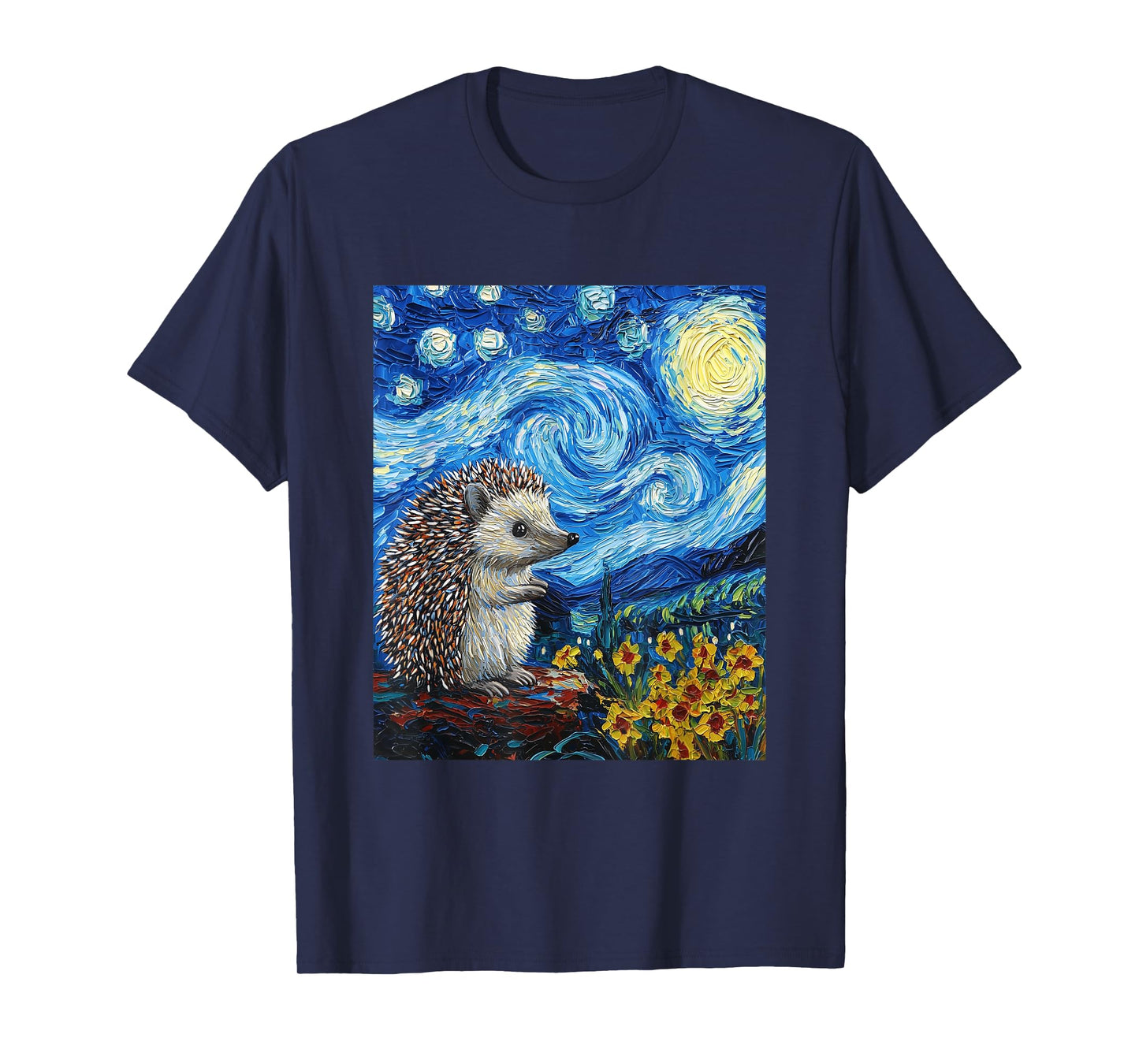 Cute Hedgehog - Van Gogh Style - Starry Night T-Shirt
