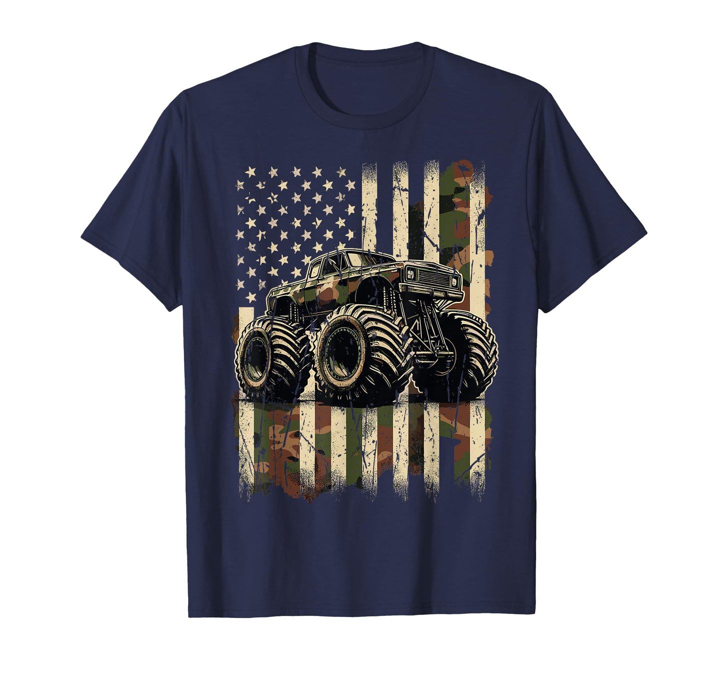 Monster Truck USA Flag 4th July T-Shirt