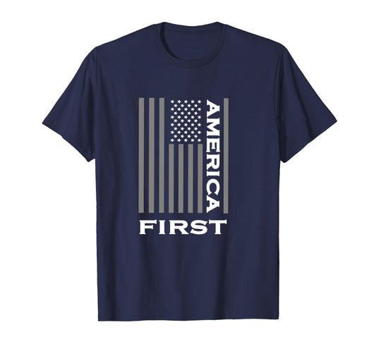 America First American Flag Trump Conservative Patriot Long Sleeve T-Shirt