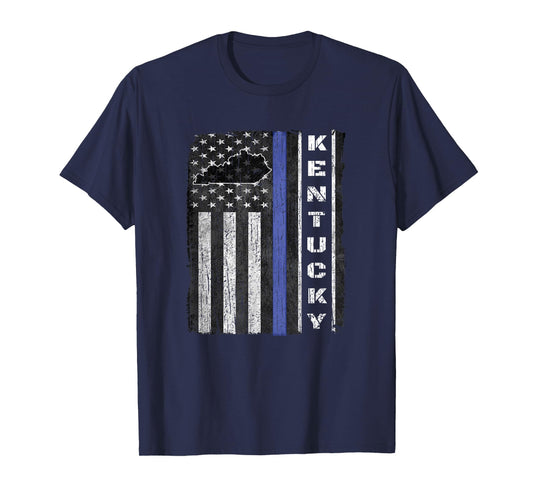 Kentucky Thin Blue Line Police Week USA Flag Gift Dad Cop T-Shirt