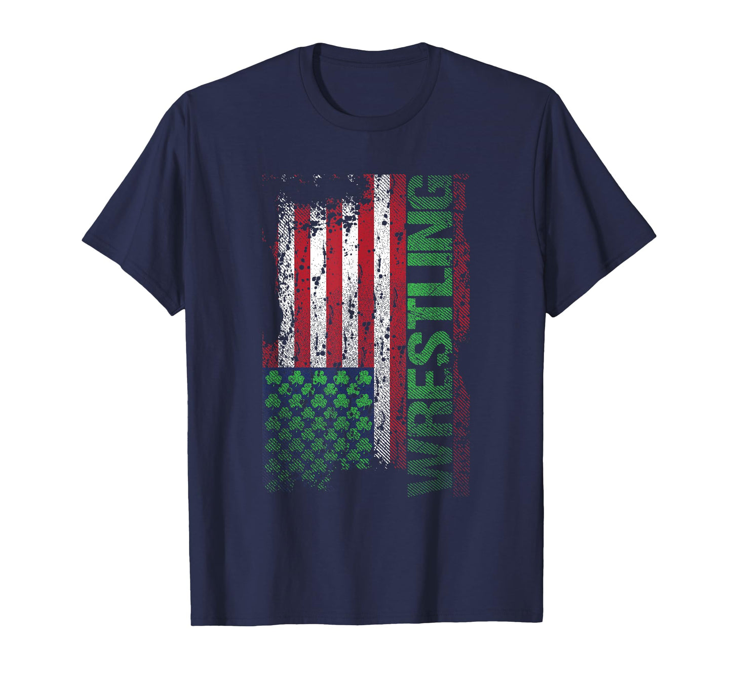 Irish American Flag St Patrick's Day Wrestling T-Shirt for Women Kids Men