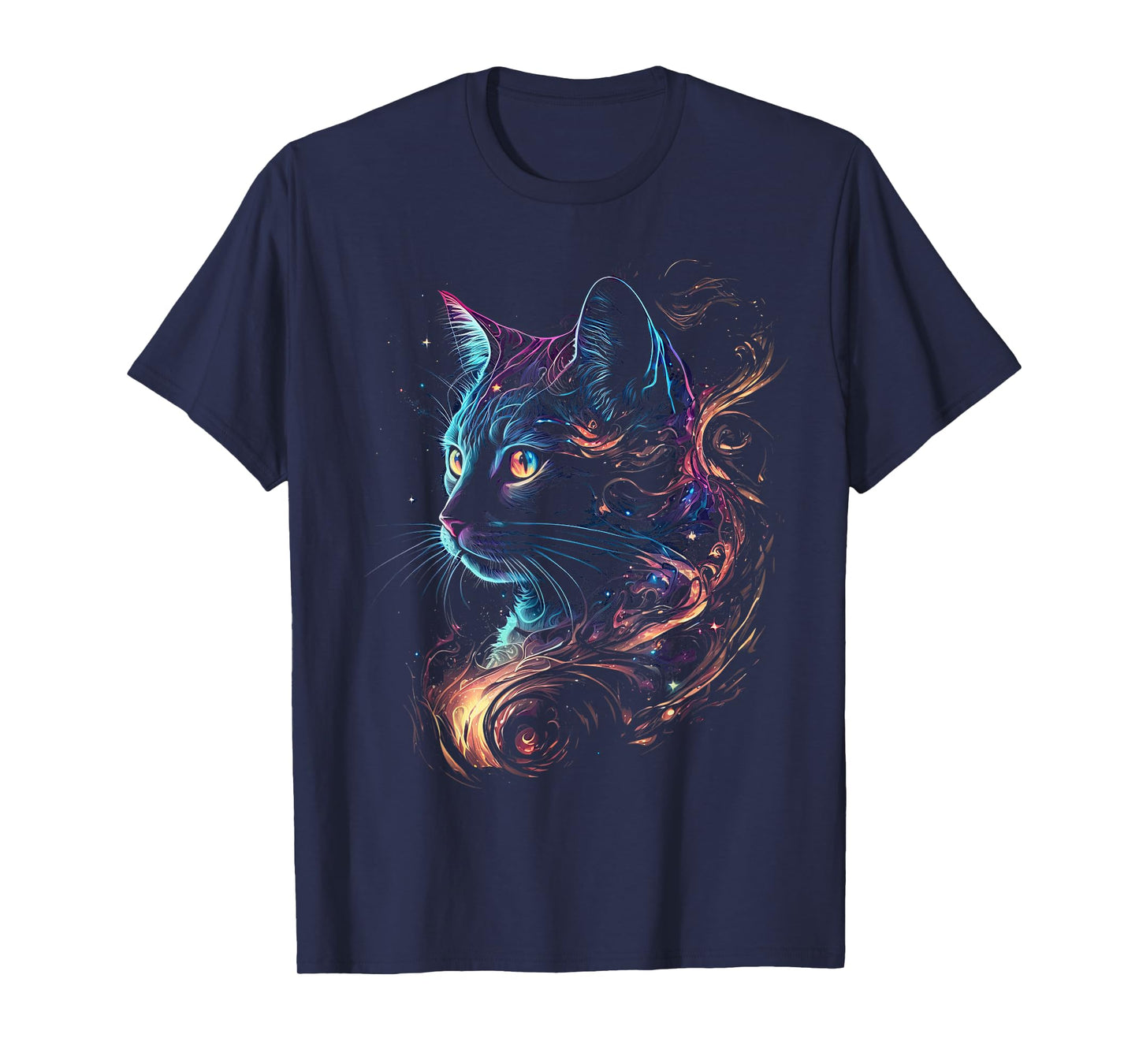 Cat in The Galaxy and Space Kitten Cat Head T-Shirt