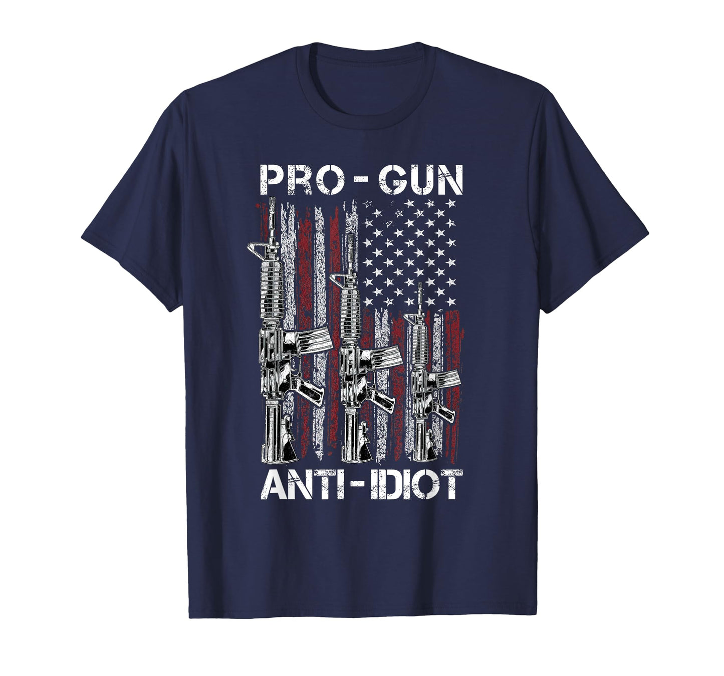 Pro Gun Anti Idiot shirt Vintage USA Flag 2nd Amendment T-Shirt