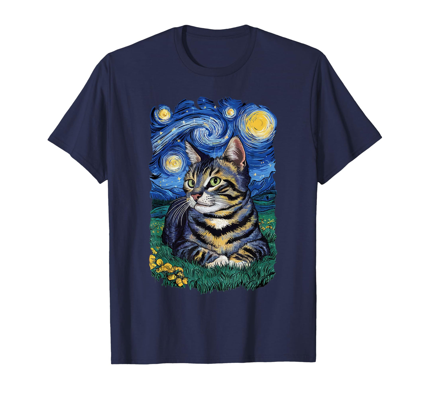 Van Gogh Cat Gifts Tabby Cat Owner Cat Lady T-Shirt