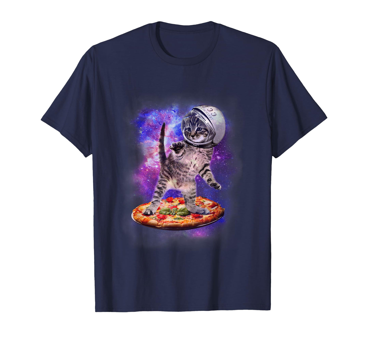 Funny Cat Flying A Pizza Astronaut Kitten Space T-Shirt