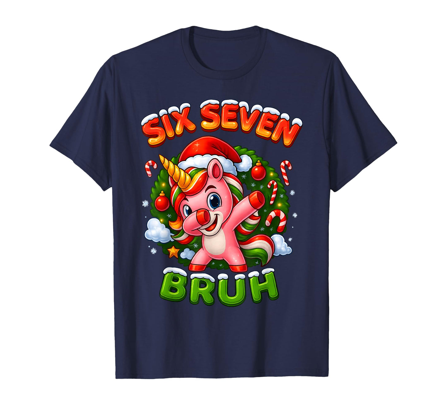 67 Unicorn Christmas Dabbing for Girls Kids 6 7 Meme Bruh T-Shirt