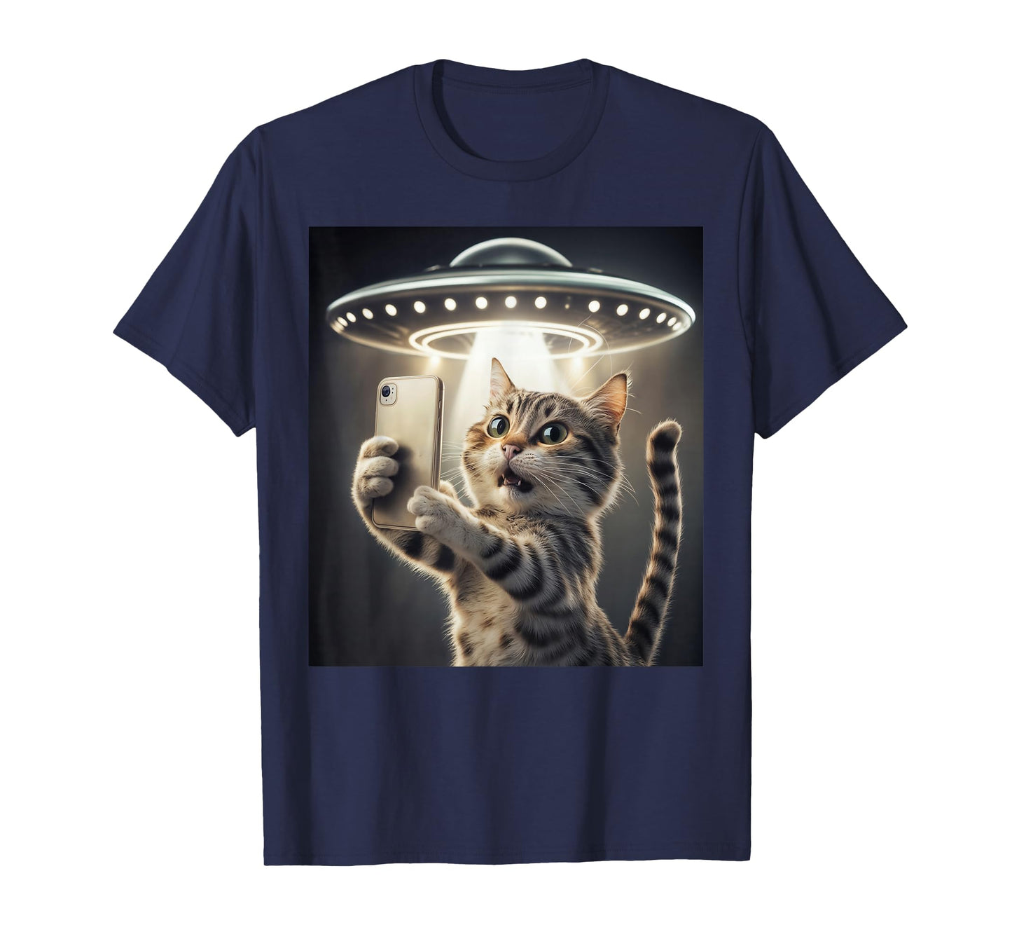 Cat Taking A Selfie With A UFO Cute And Funny T-Shirt