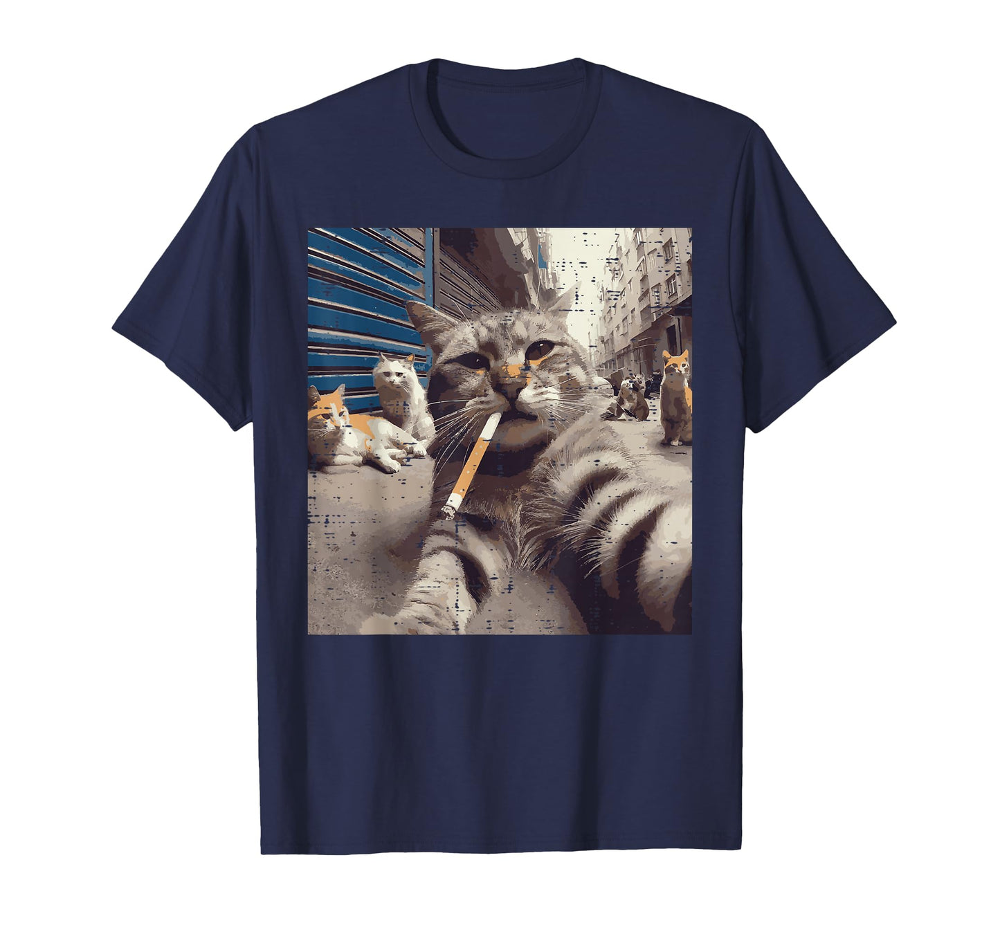 Cat Gangster Street Cats Selfie Funny Meme Humor Men Women T-Shirt