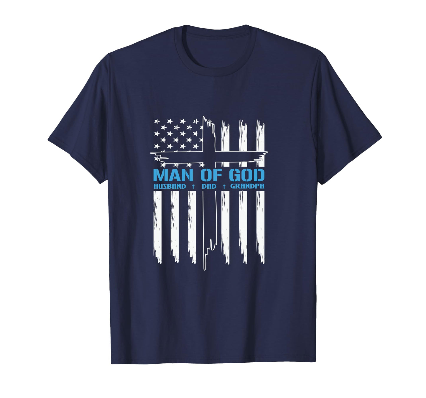 Man Of God Cross American Flag Jesus Christian Tee Long Sleeve T-Shirt