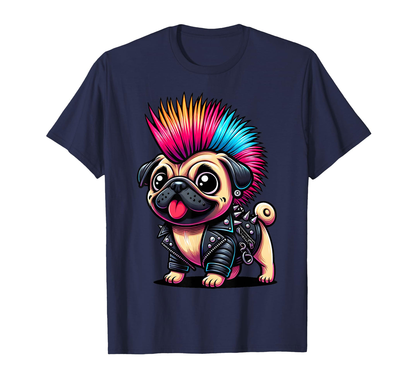 Funny Punk Pug, Rock'n Roll Goth Dog, Guitar Band Funny T-Shirt
