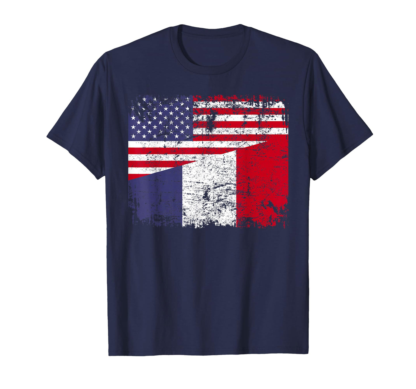 FRENCH ROOTS | Half American Flag | USA FRANCE FLAG T-Shirt