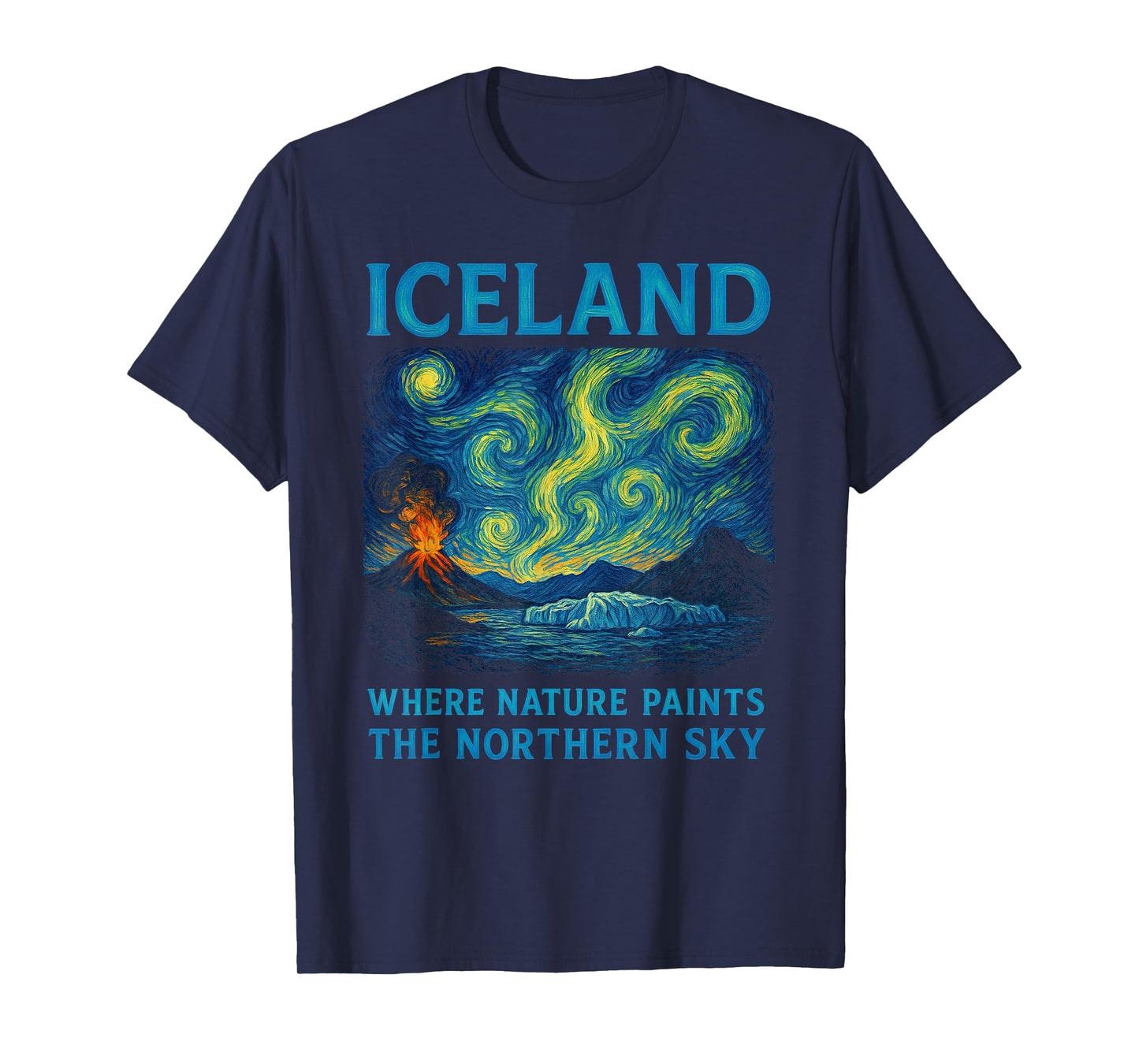 Iceland - Northern Lights Van Gogh Style, Aurora Borealis T-Shirt