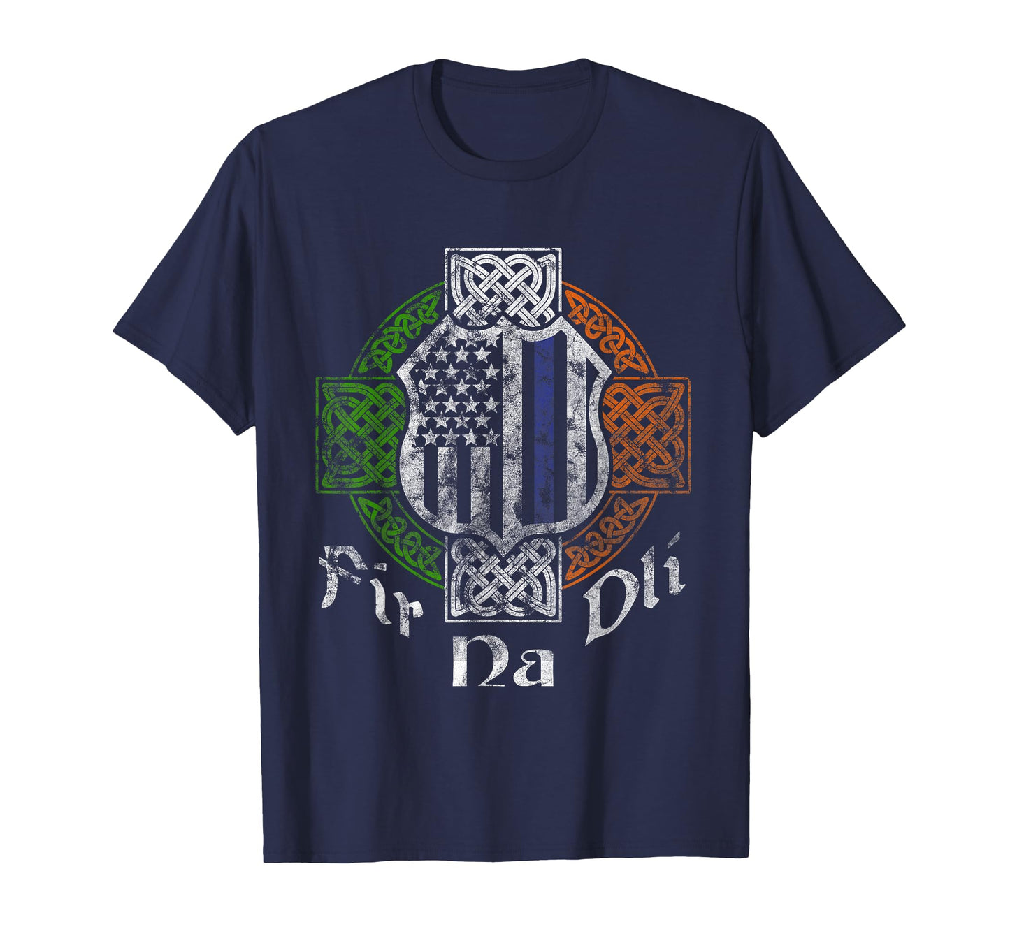 Thin Blue Line Shirt Fir Na Dli Celtic Cross Irish Police T-Shirt