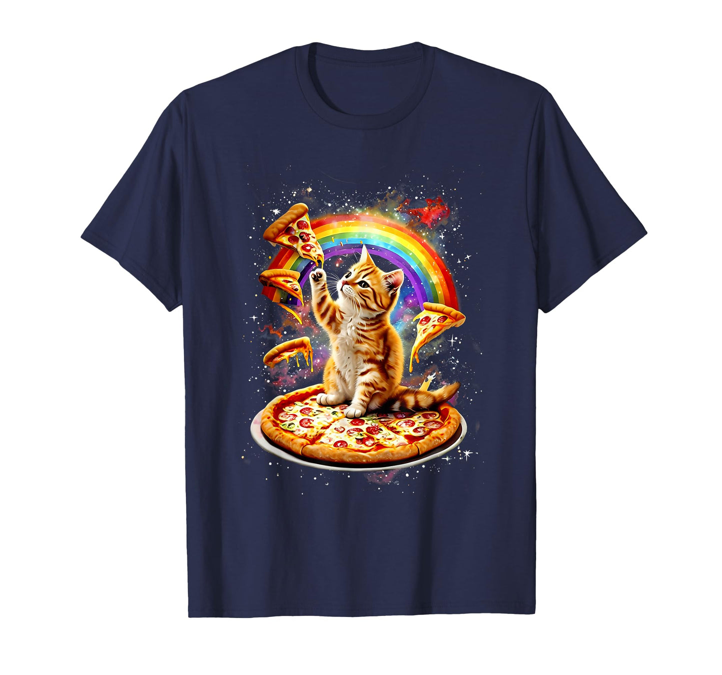 Space Cat Pizza Rainbow Cat Outter Galaxy Kitty In Space T-Shirt
