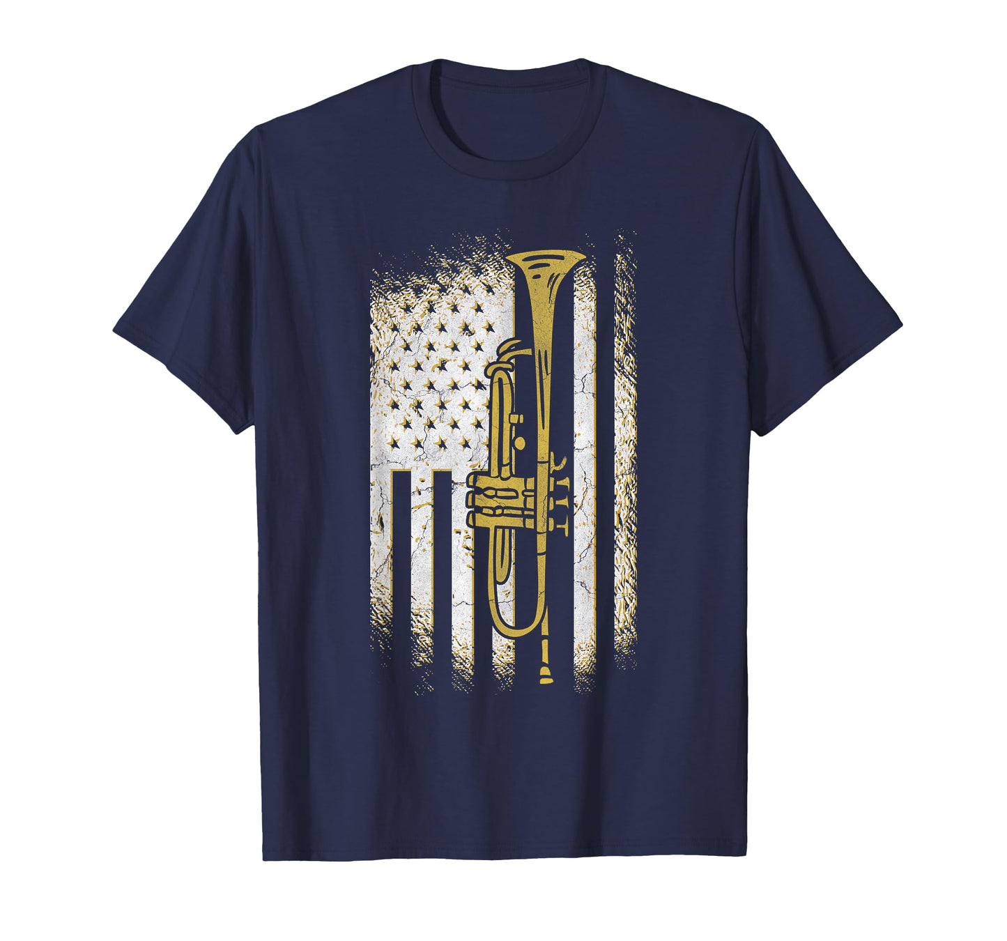 Trumpet American Flag USA Trumpet Player Marching Band Gift T-Shirt for Women Kids Men