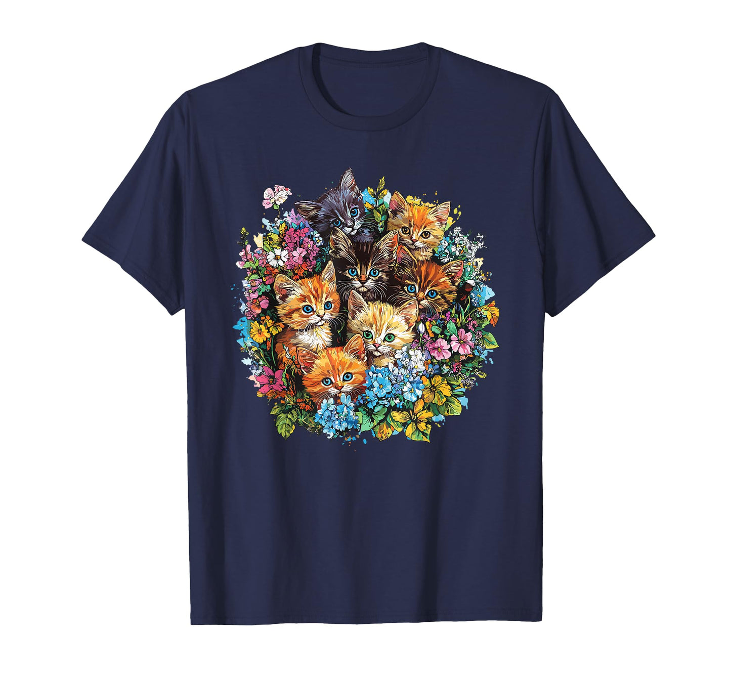 Adorable Kitten Floral Bouquet Cat T-Shirt