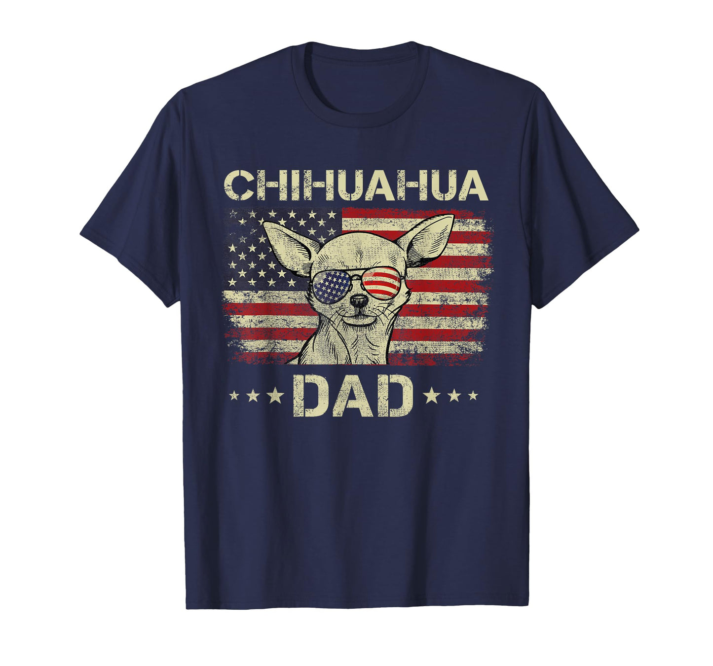 Chihuahua Dad Dog Lovers American Flag 4th Of July T-Shirt for Women Men