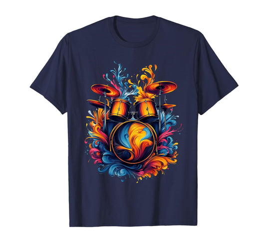 Watercolor Drums Tshirt Drummer Musician Drums T-Shirt